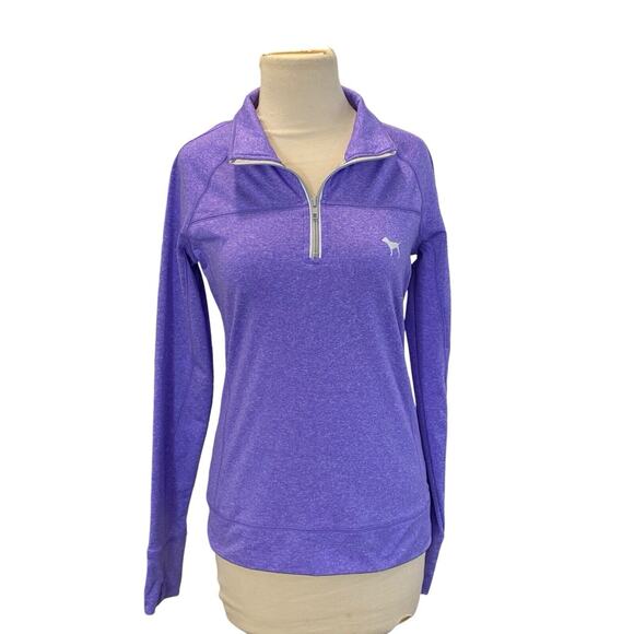 Size Small VICTORIA SECRET PINK Purple Pullover Running Top 1/4 Zip Reflecting - Picture 1 of 10